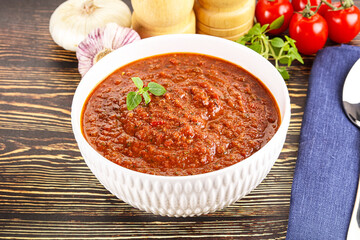 Spanish traditional gazpacho tomato soup