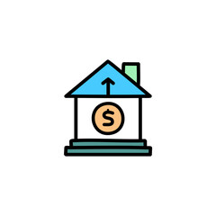 House with dollar icon. Bank, real estate, investment concept. Can be used for topics like banking, finance, commerce