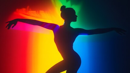Naklejka premium 40. A holographic silhouette of a dancer, illuminated with vibrant colors