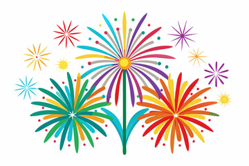 Vector fireworks isolated on white background