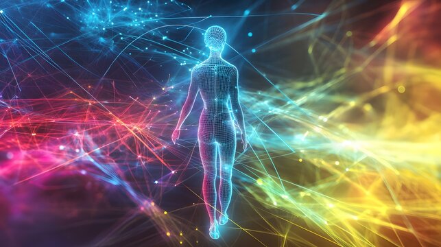 36. A holographic representation of human reflexes illustrated with motion lines