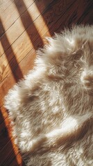 Fluffy Fabric Spread on Wooden Floor