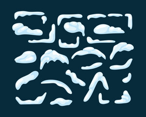 Vector snow set concept in the flat cartoon style. Piles of snow that can usually be seen on house.