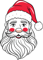 Merry christmas santa cheerful cartoon face vector illustration