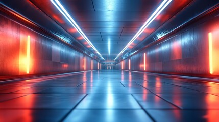 Blue white background, 3D room, light, abstract space technology, tunnel stage floor Futuristic Empty White 3D