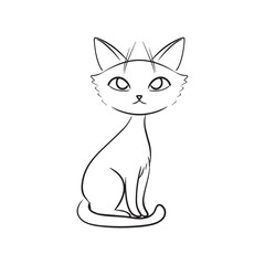 hand drawn line art cat coloring pages