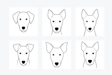 Dog Head Icon Line Art Vector Illustration Design Set