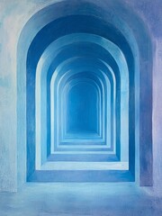 Fototapeta premium 青のトンネルが続く幻想的なアーチの景色