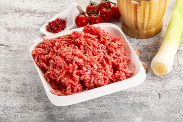 Minced beef meat in the bowl