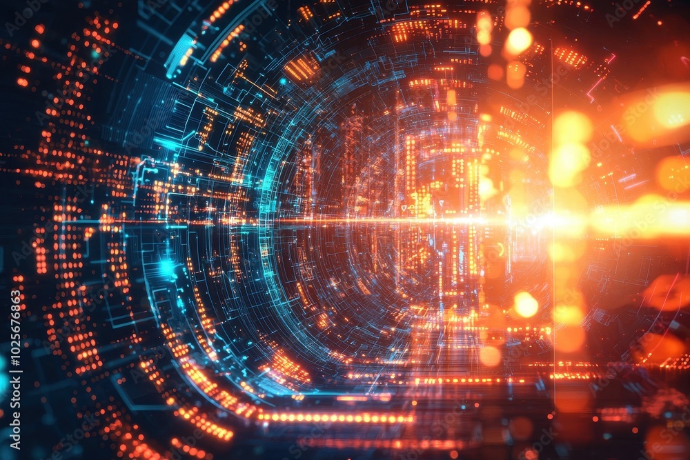 Poster futuristic digital abstract background with glowing elements