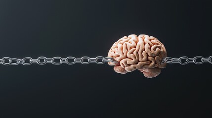 A brain encased in chains, representing the limitations of a scarcity mindset.