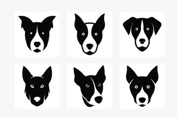 Fototapeta premium Black and White Dog Head Silhouettes