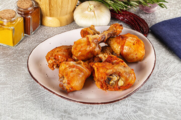 Raw marinated chicken drumstick for cooking