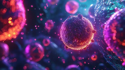 Naklejka premium Glowing 3D Stem Cell Research Visualization