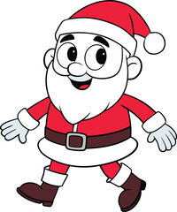 Merry christmas santa cheerful cartoon face vector illustration