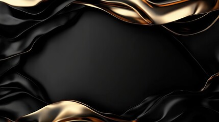 Abstract Black and Gold Wavy Background