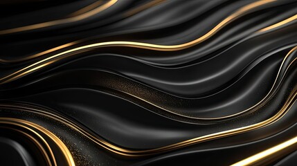 Obraz premium Abstract Black and Gold Wavy Background
