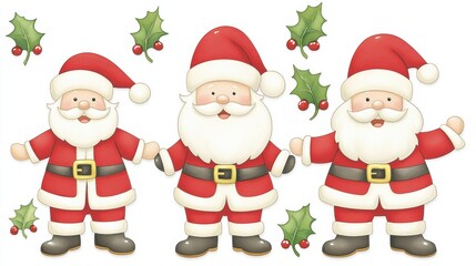 Fototapeta premium Cheerful Santa Claus Characters for Holiday Fun