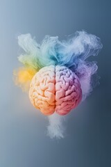 A brain surrounded by a colorful aura, symbolizing a vibrant and positive mindset.
