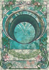 emerald green art-nouveau background