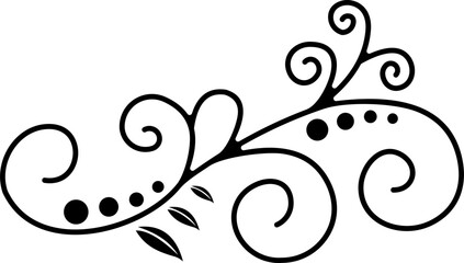 Black Swirl Line Art Ornament