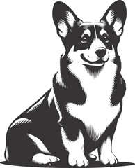 Naklejka premium black and white dog