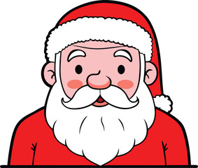 Merry christmas santa cheerful cartoon face vector illustration