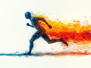 Abstract figure of a runner, simplified form, in motion.