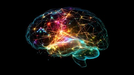 4. A holographic representation of the human brain with neural connections lighting up