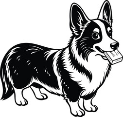 Fototapeta premium Pembroke Welsh corgi dog silhouette vector design