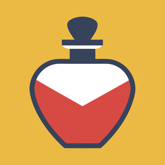 Obraz premium Perfume Bottle Icon with Red and White Liquid