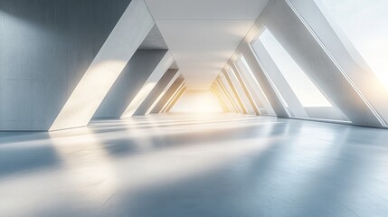 3d render of abstract futuristic architecture with empty concrete floor. Scene for car presentation, Generative AI