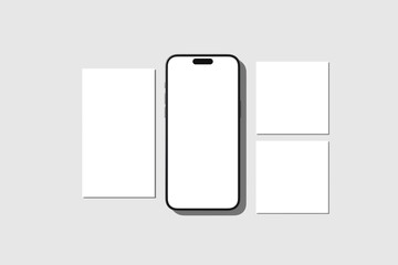 mobile with social media post mockup blank