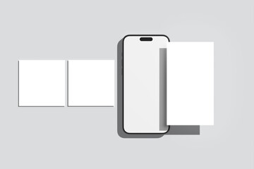 mobile with social media post mockup blank