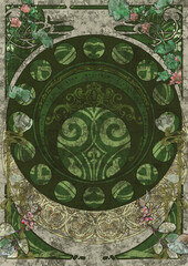 dark green art-nouveau background