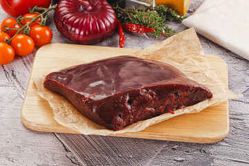 Raw beef liver for cooking
