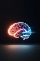 A brain surrounded by neon lights, representing the vibrant energy of entrepreneurship.