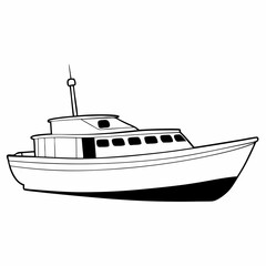 Minimalist boat on waves silhouette icon vector design, perfect for nautical or marine-themed projects. Ideal for logos, graphic illustrations, and stylish, modern designs related to sea and boating.