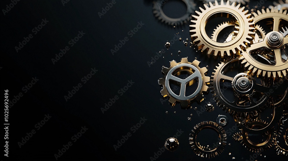 Poster a close-up view of intricately designed golden gears interlocking, symbolizing the passage of time a