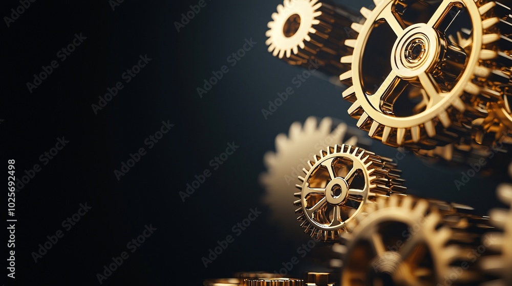 Poster a close-up view of intricately designed golden gears interlocking, symbolizing the passage of time a