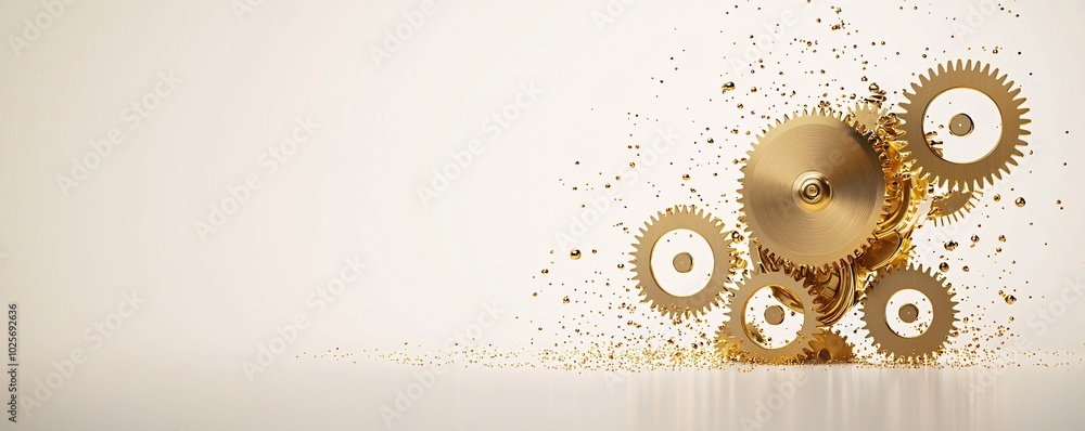Aufkleber a wide-angle shot of golden gears in motion, representing the intricate workings of time. the scene 