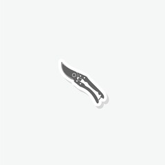 Hand pruners icon sticker isolated on gray background