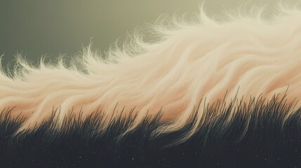 Obraz premium Soft, flowing mane of pale fur gently waving over dark grass.