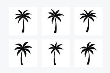 Naklejka premium Black Palm Trees Silhouettes Set
