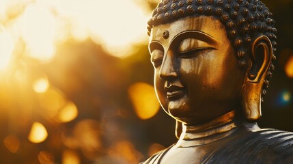 Buddha Statue in Golden Light.