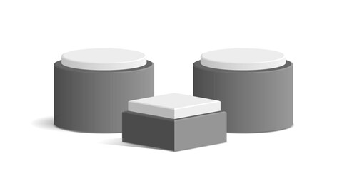 block and cylinder podium tube circle podium stage 3d Abstract minimal scene mockup products display, Stage showcase. Vector geometric forms