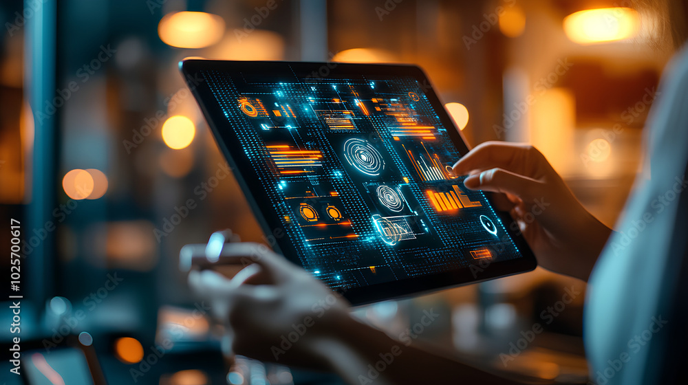 Poster digital transformation roadmap with key milestones and objectives, highlighting the process of integ