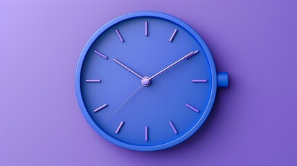 Blue frame clock isolated on purple background