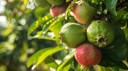 Cattley guava psidium cattleianum fruits on its tree