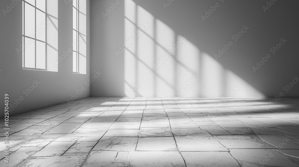 Aufkleber a room with a window and a wall. the room is empty and has a very clean and simple look